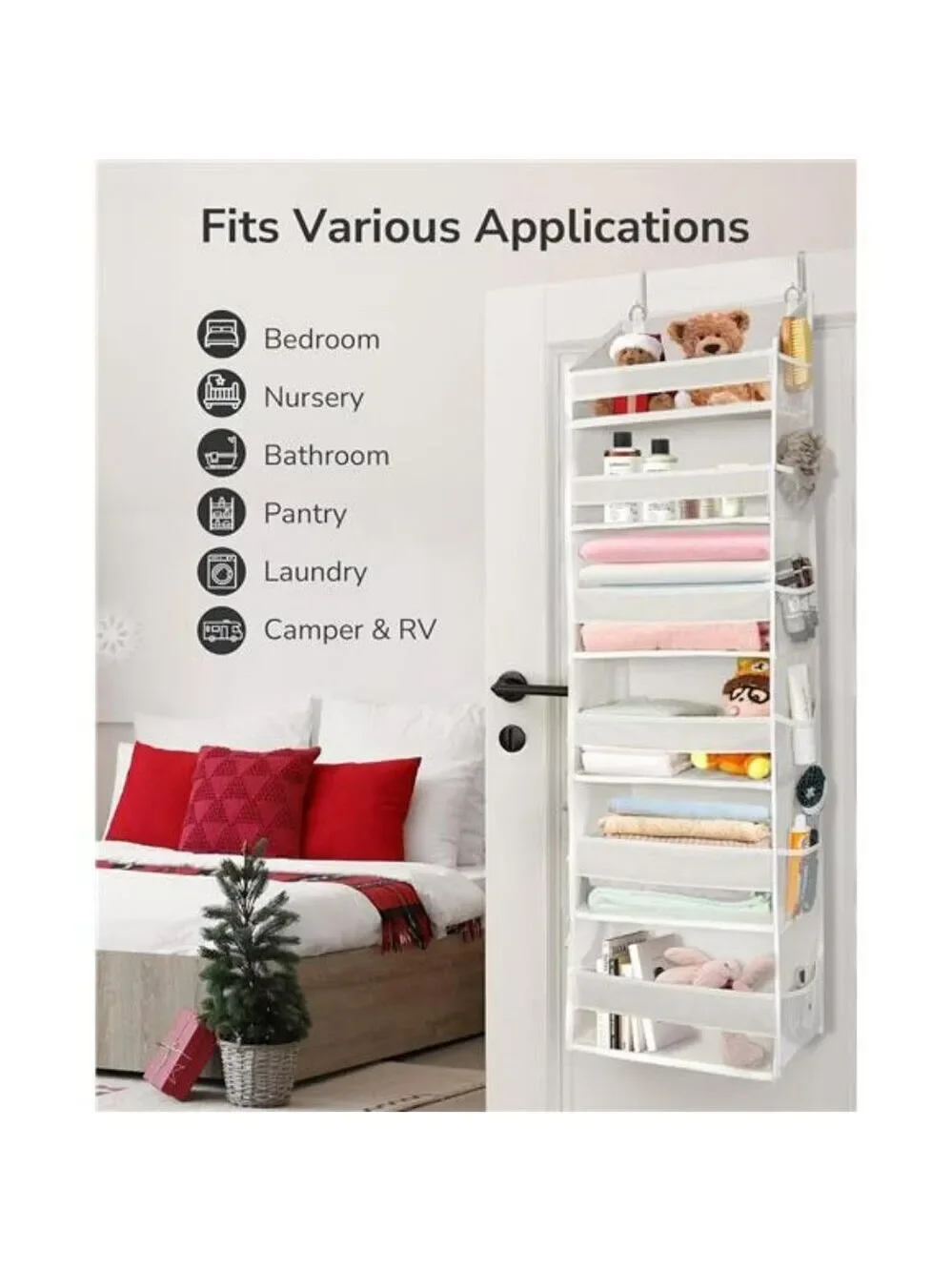Over Door Hanging Organizer 6 Pockets 12 Mesh Storage for Closet Bathroom